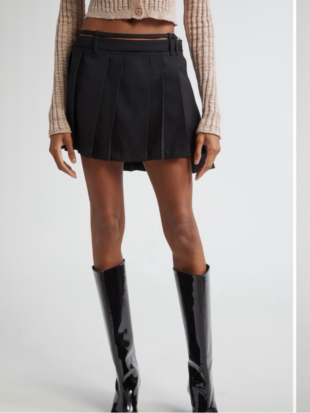 NWT Acne Studios Pleated Wool Blend Mini Skirt - Dark Grey - Size 42 10 US